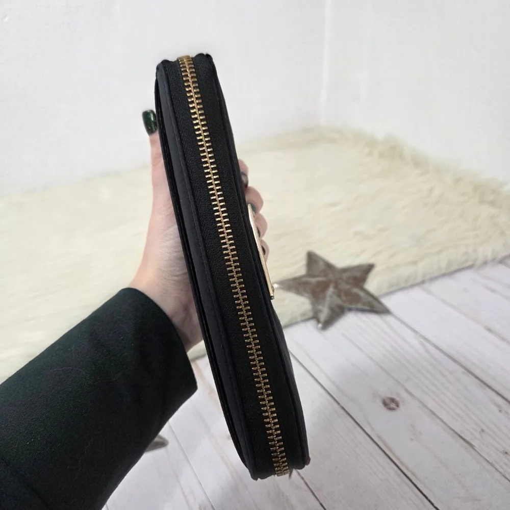 Kate Spade Wilson Road Neda Black nylon Wallet ziparound zipper